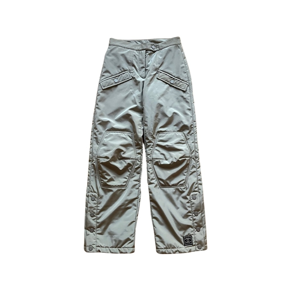 CHANEL Nylon Ski Pants Beige. Sz 38.
